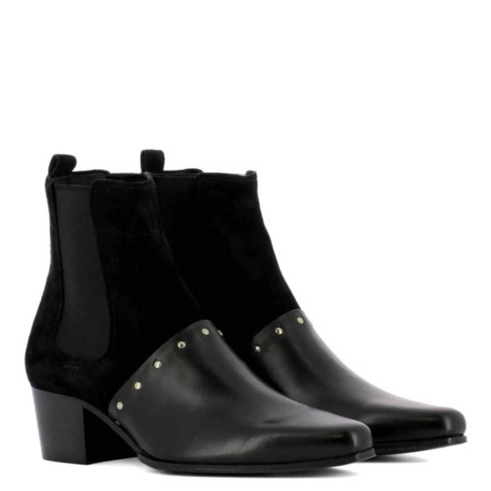 Balmain Studded suede and leather booties